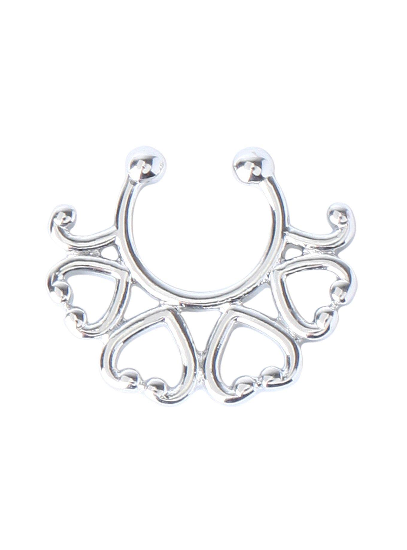 LOVEsick Silver Heart Faux Septum Ring, , hi-res