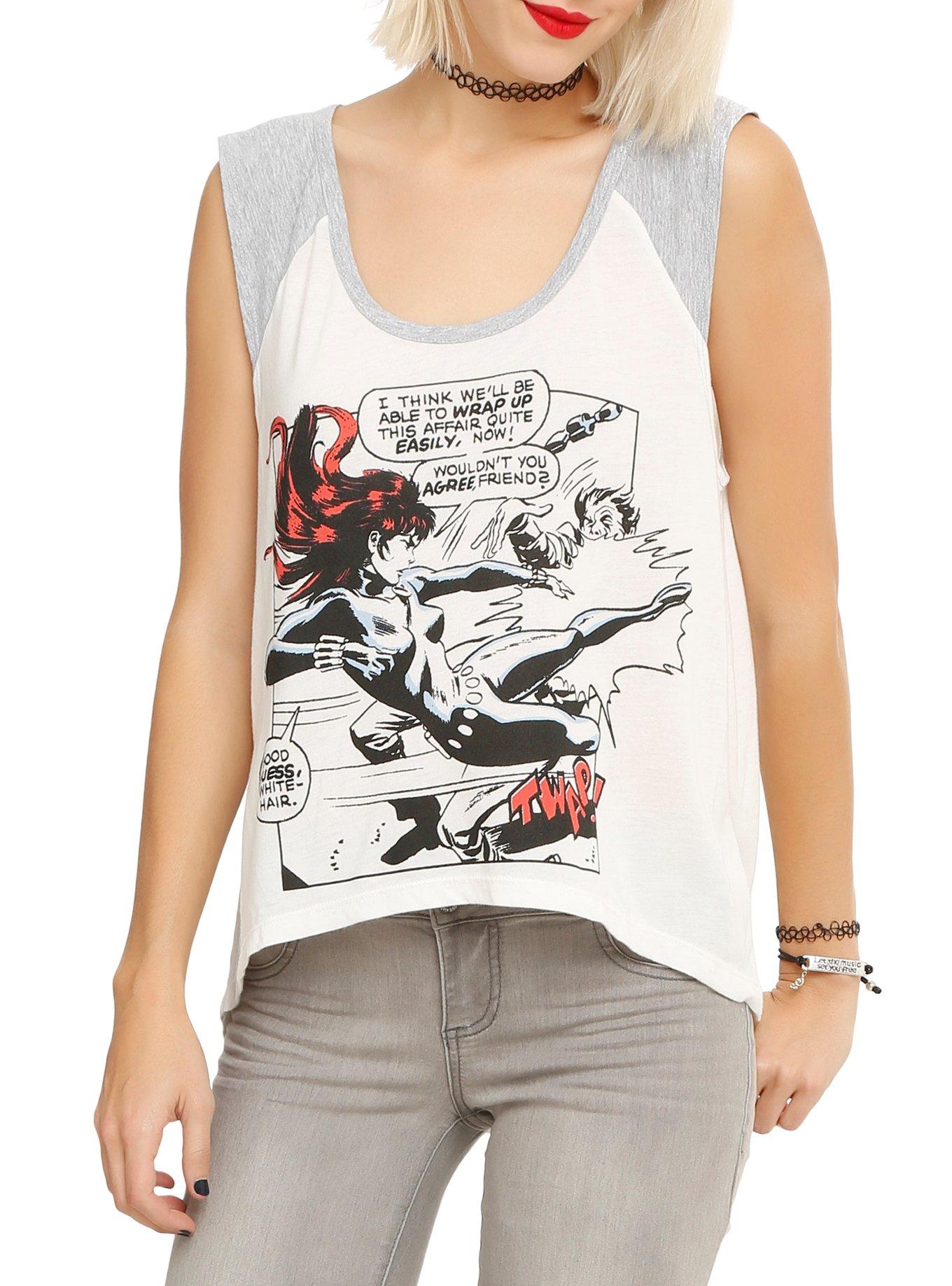 Marvel Black Widow Kick Hi-Lo Girls Top, BLACK, hi-res view 1