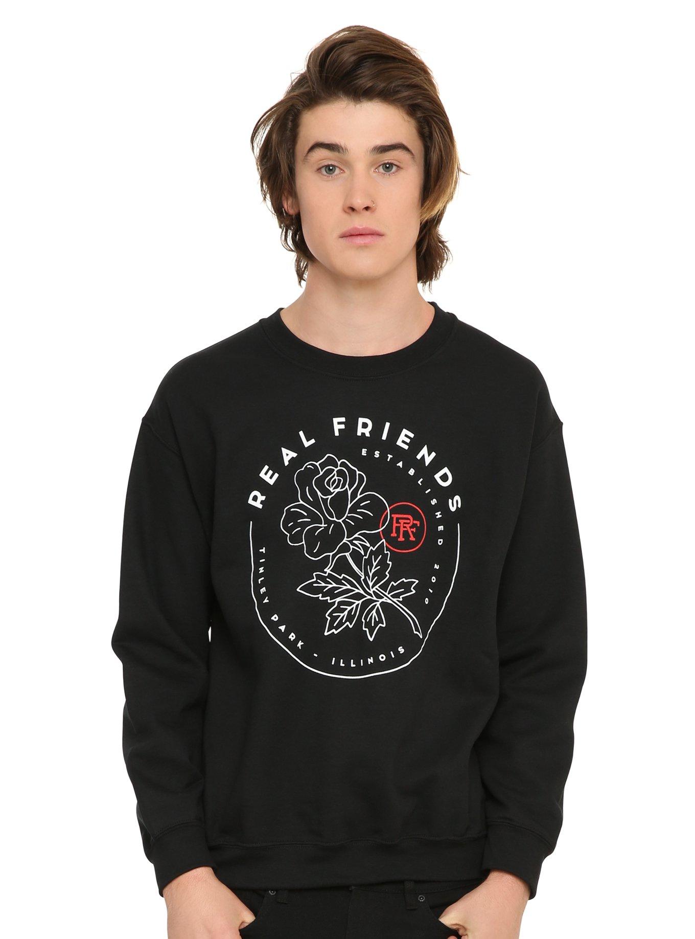 Real Friends Rose Sweatshirt, BLACK, hi-res
