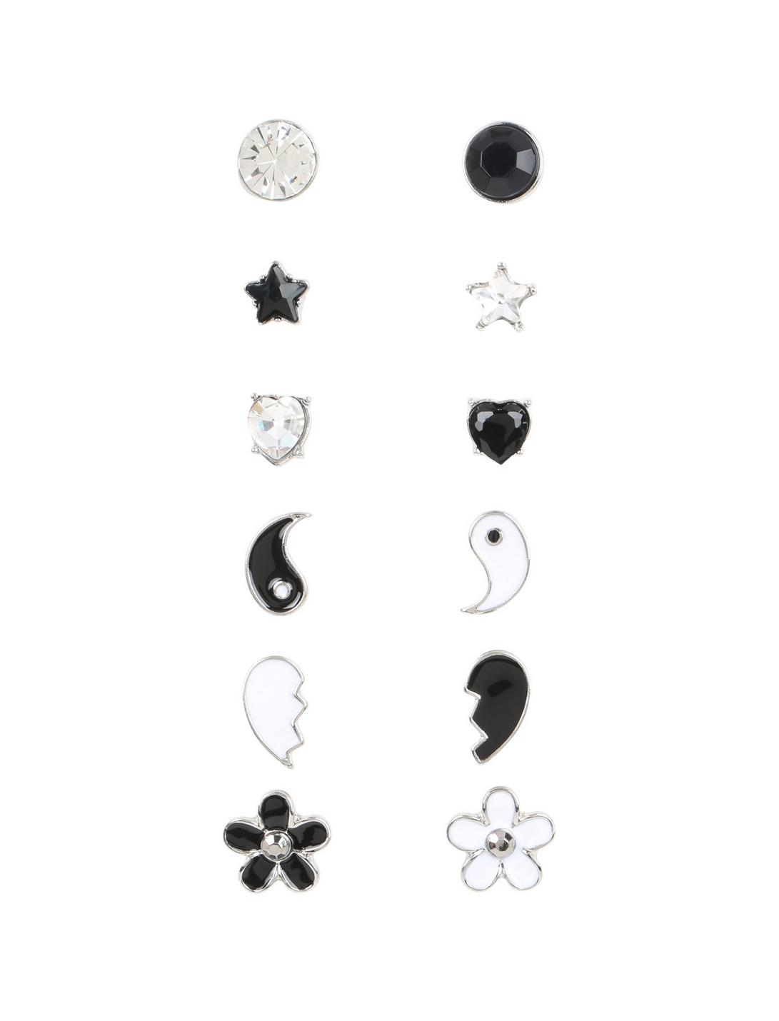 Yin Yang Daisy Earrings 6 Pair, , hi-res