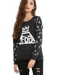 Fall Out Boy Crown Logo Girls Pullover Top, BLACK, hi-res