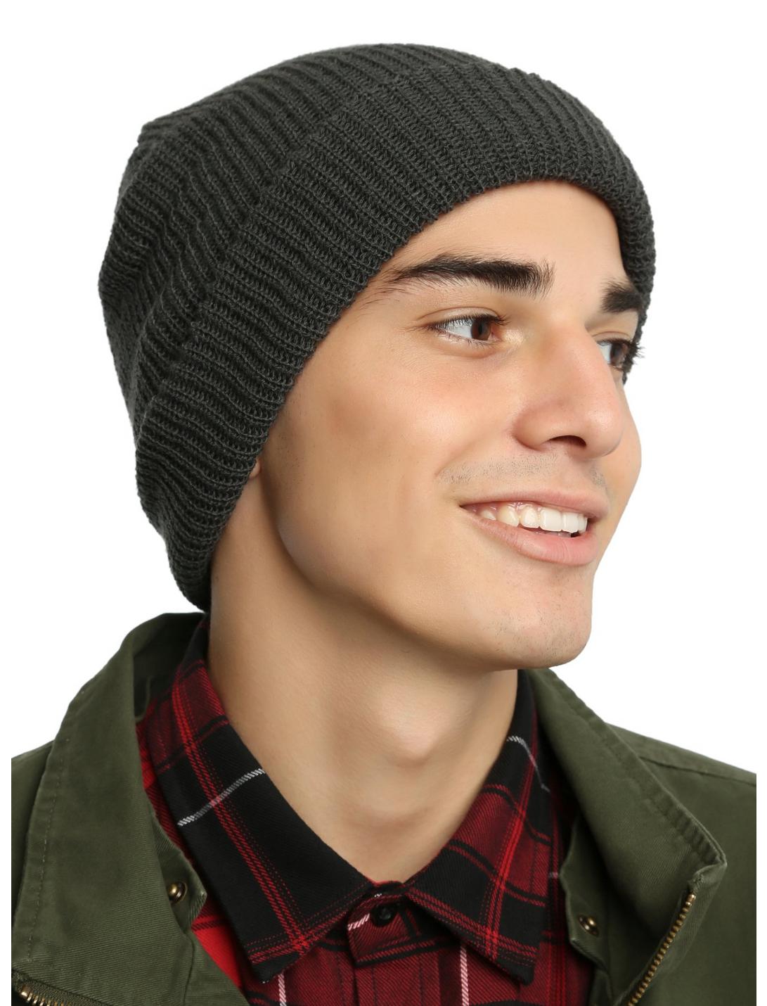 Charcoal Heather Knit Beanie, , hi-res