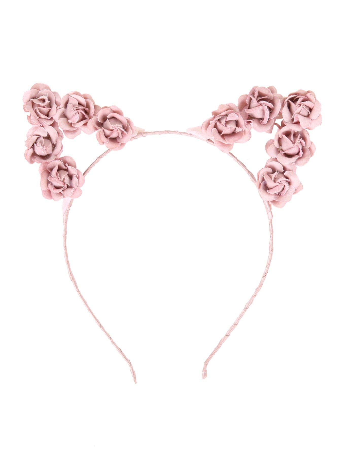 LOVEsick Pink Rose Cat Ears Headband, , hi-res