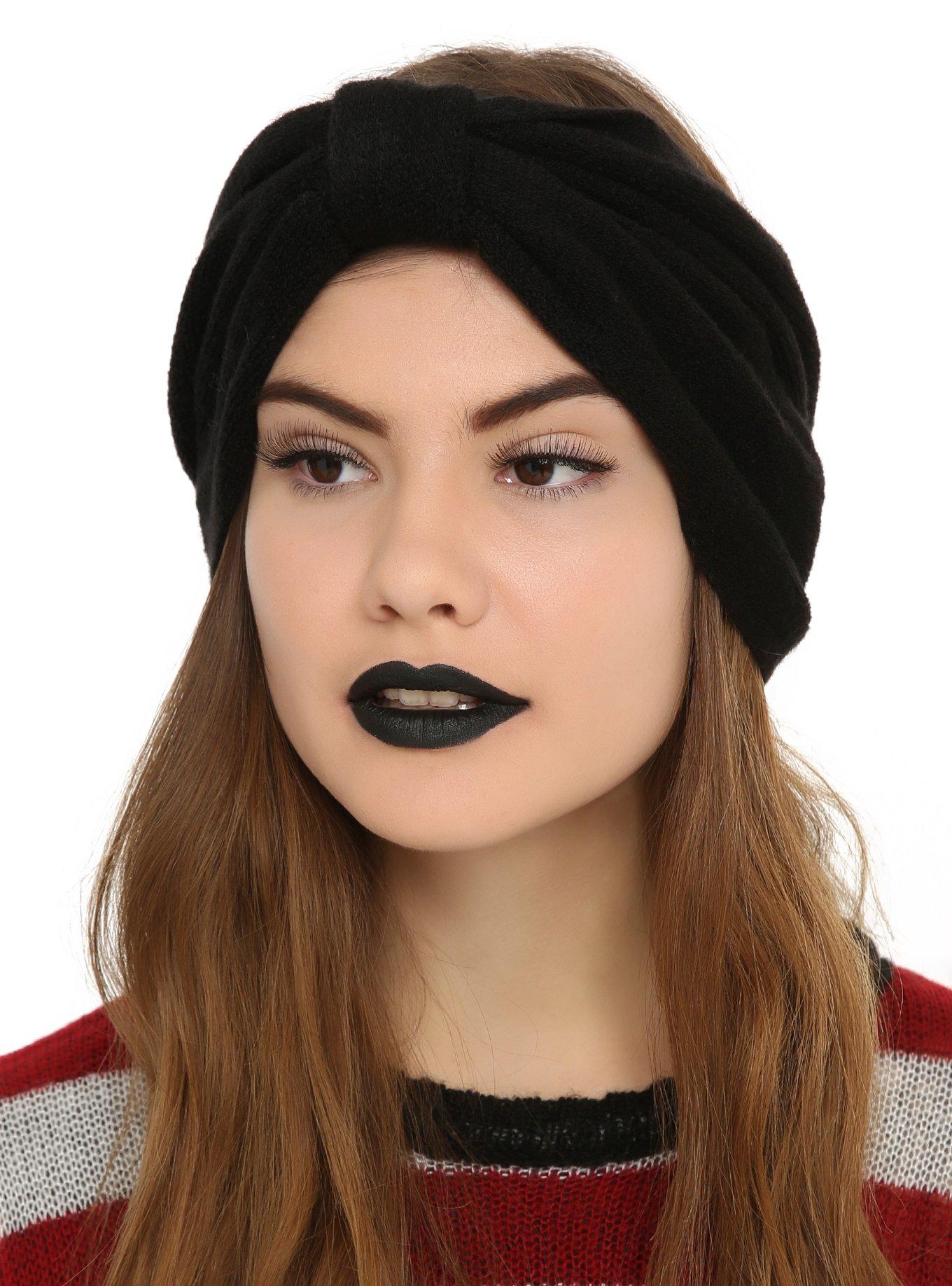 Black Knit Knot Head Wrap, , hi-res