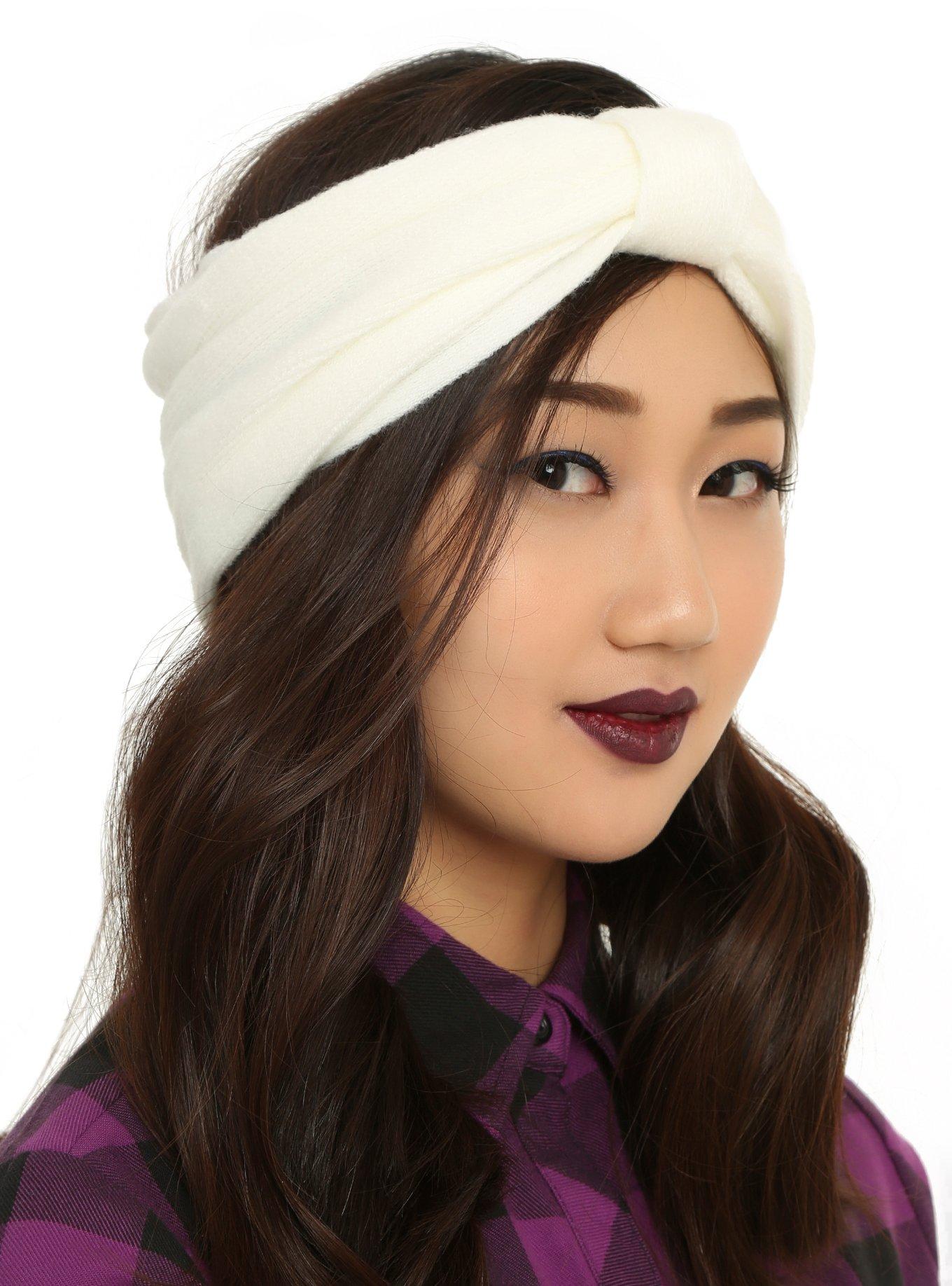 Ivory Knit Knot Head Wrap, , hi-res