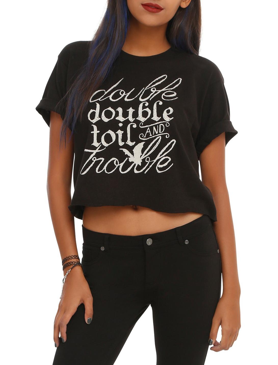 Double Double Toil And Trouble Crop Top, BLACK, hi-res