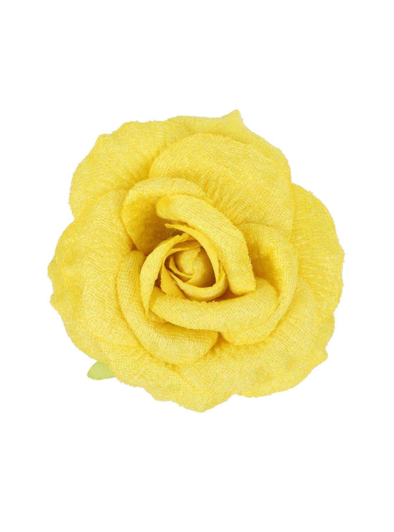 Yellow Rose Soft Flower Hair Clip, , hi-res