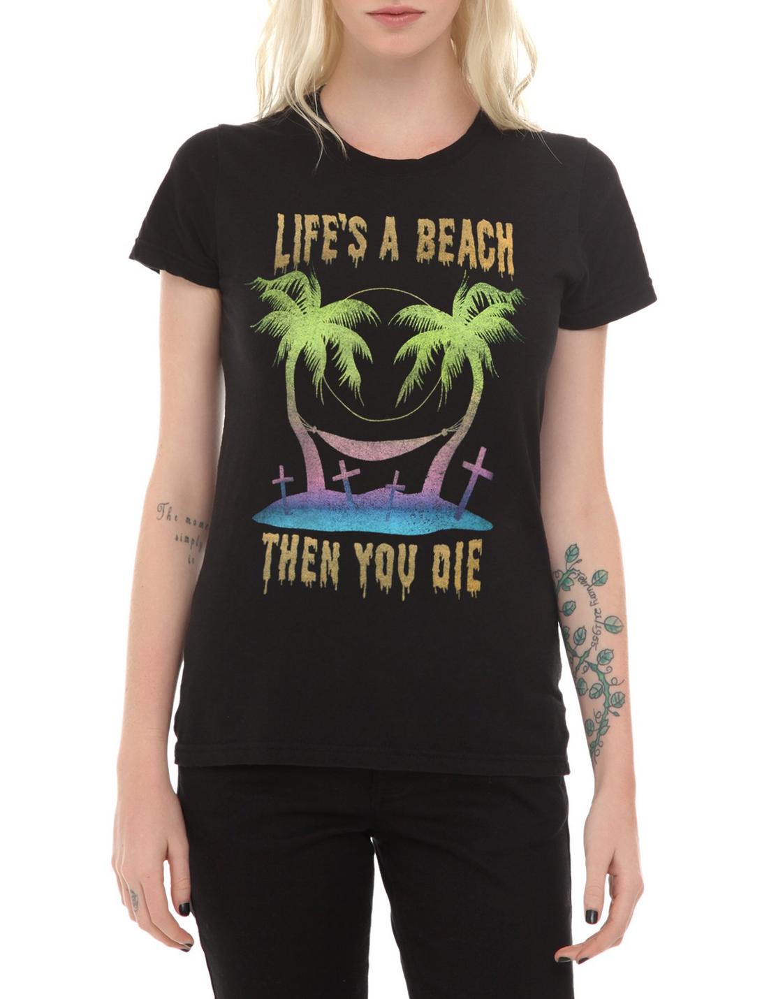 Life's A Beach Girls T-Shirt, BLACK, hi-res