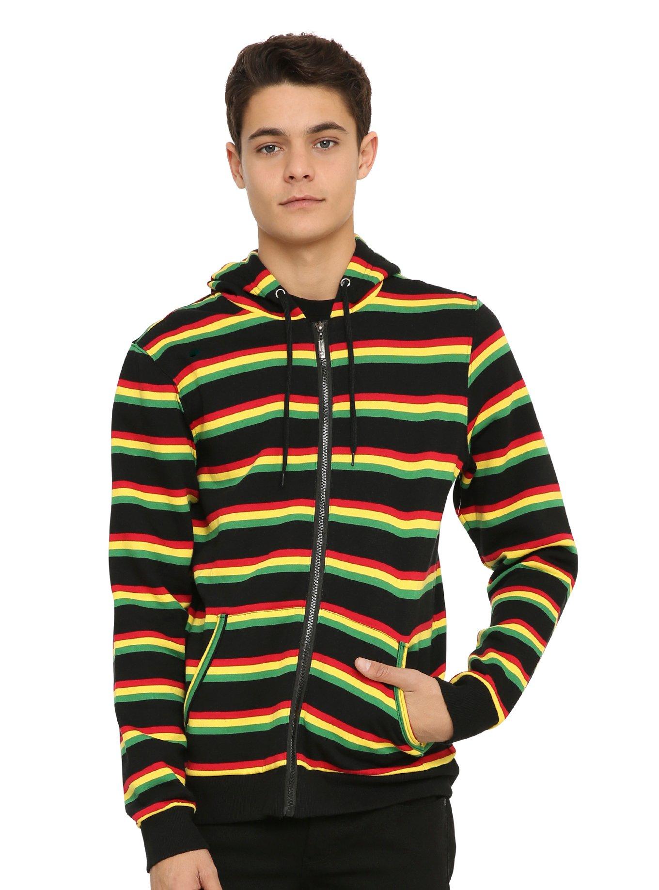 RUDE Rasta Stripe Hoodie, BLACK, hi-res