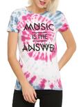 Music Is The Answer Tie Dye Girls T-Shirt, BLACK, hi-res