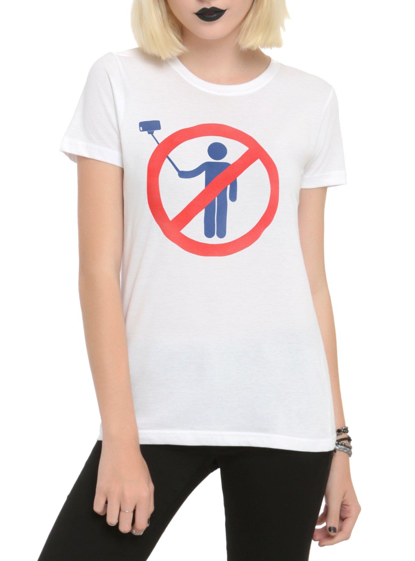 No Selfie Sticks Girls T-Shirt, BLACK, hi-res