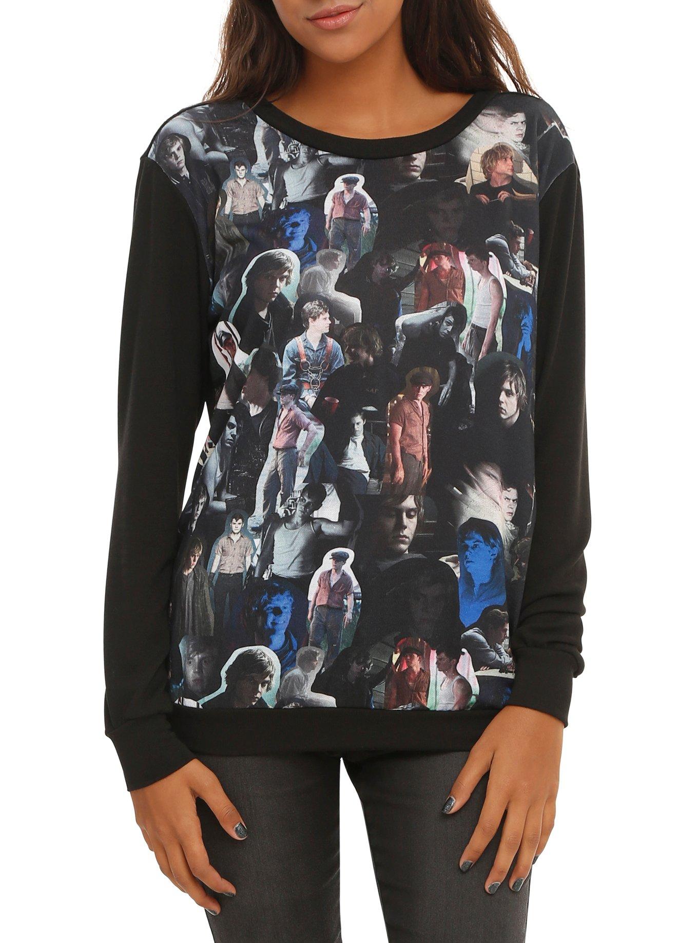 American Horror Story Evan Peters Collage Girls Pullover Top, BLACK, hi-res