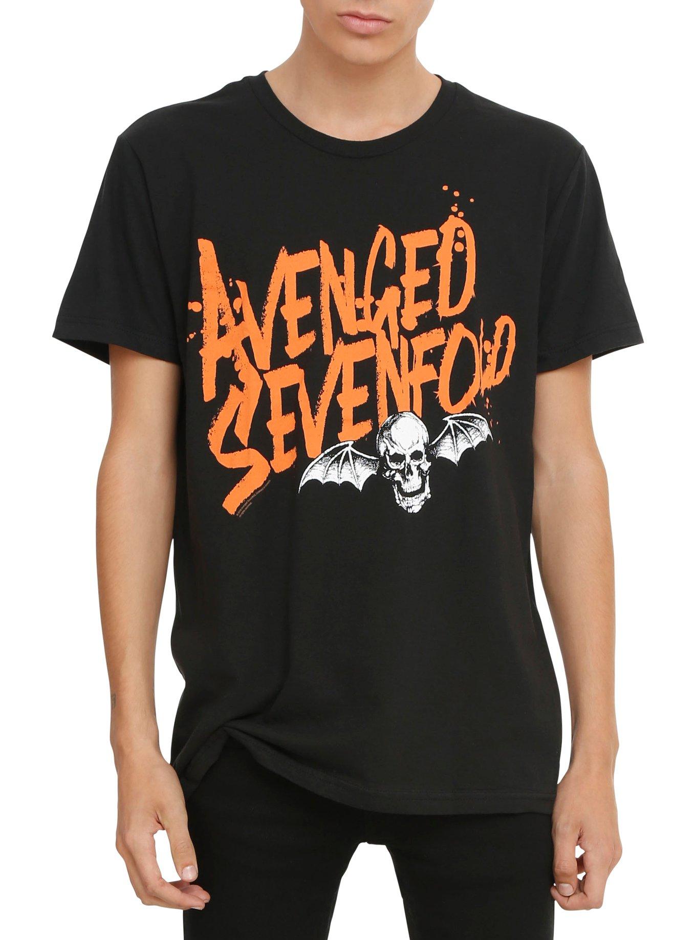 Avenged Sevenfold Splatter Logo T-Shirt, BLACK, hi-res