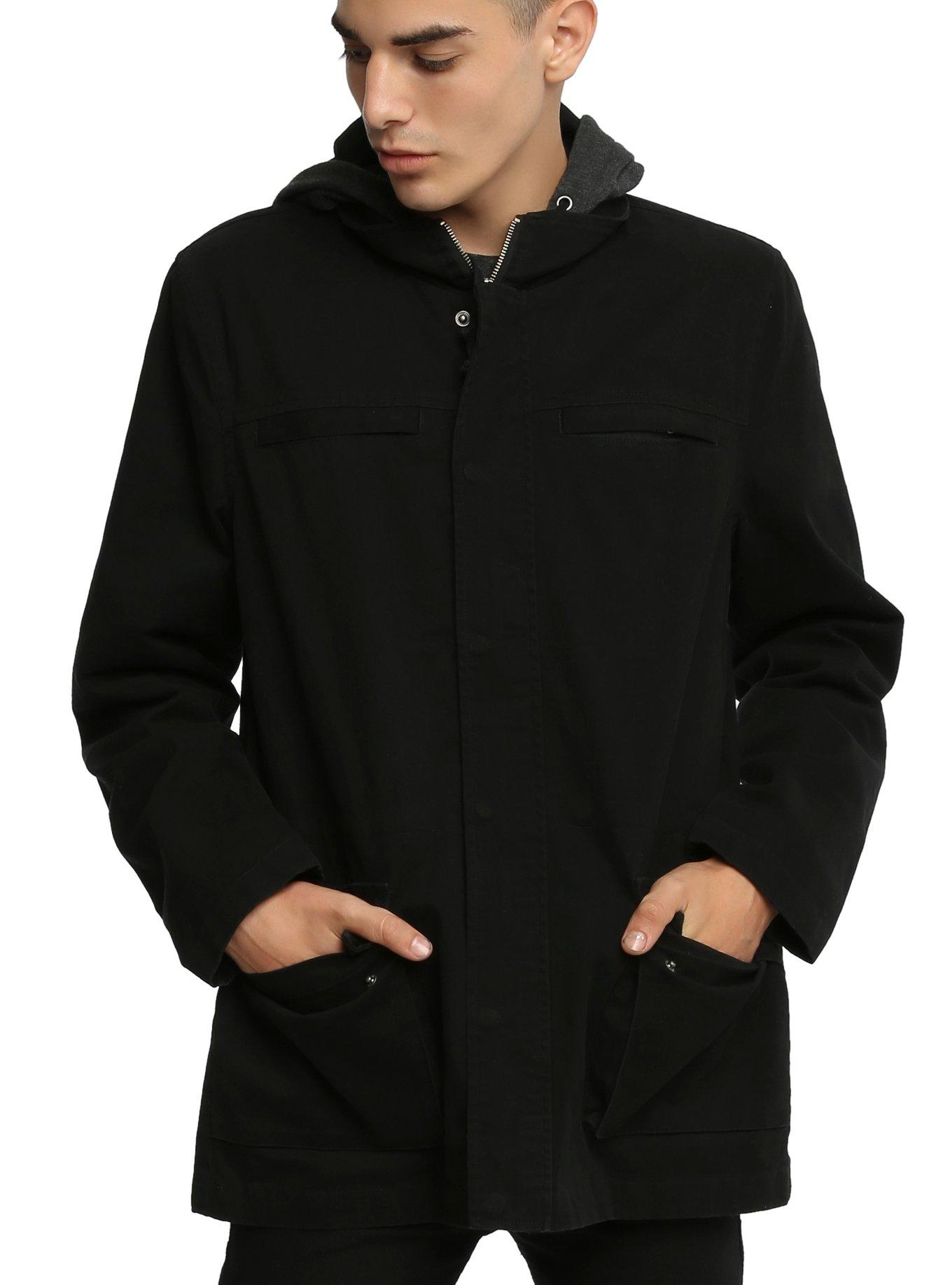 XXX RUDE Black Military Jacket, BLACK, hi-res view 1