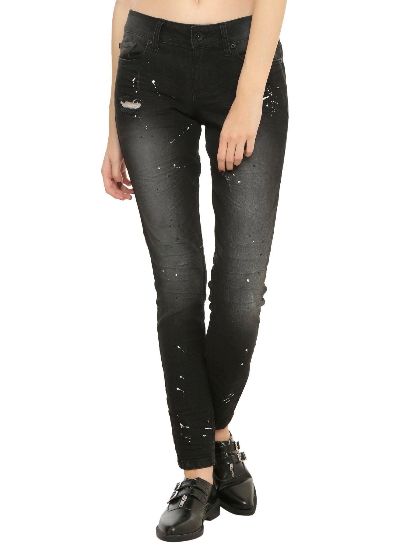 LOVEsick Black Paint Splatter Skinny Jeans Hot Topic