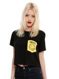 Nirvana Smiley Pocket Crop Top, BLACK, hi-res