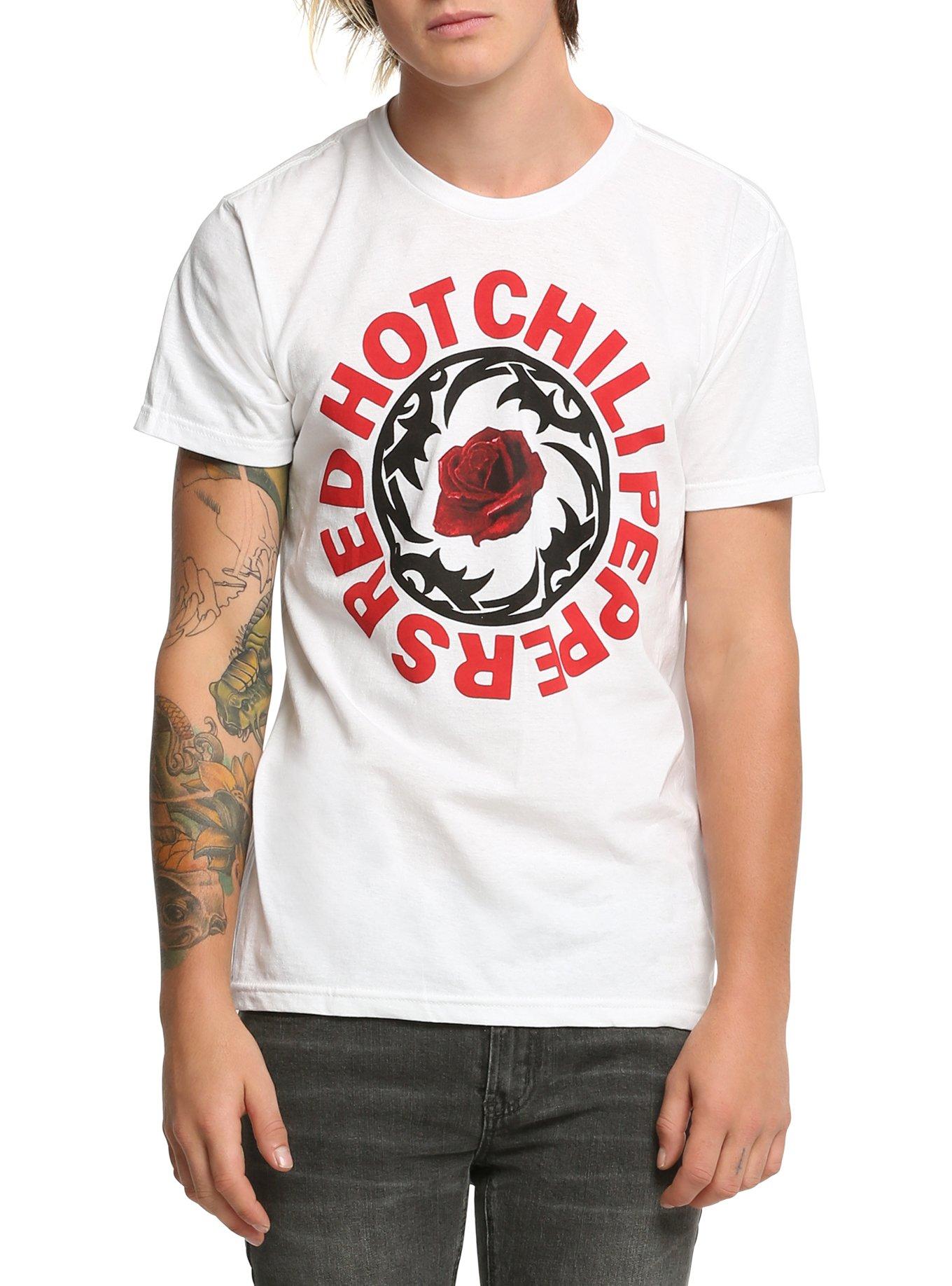 Red Hot Chili Peppers Tribal Rose Logo T-Shirt, WHITE, hi-res