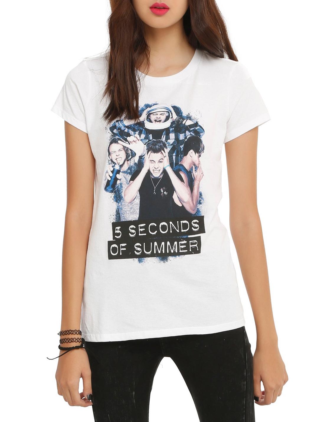 5 Seconds Of Summer Silly Photo Girls T-Shirt, WHITE, hi-res