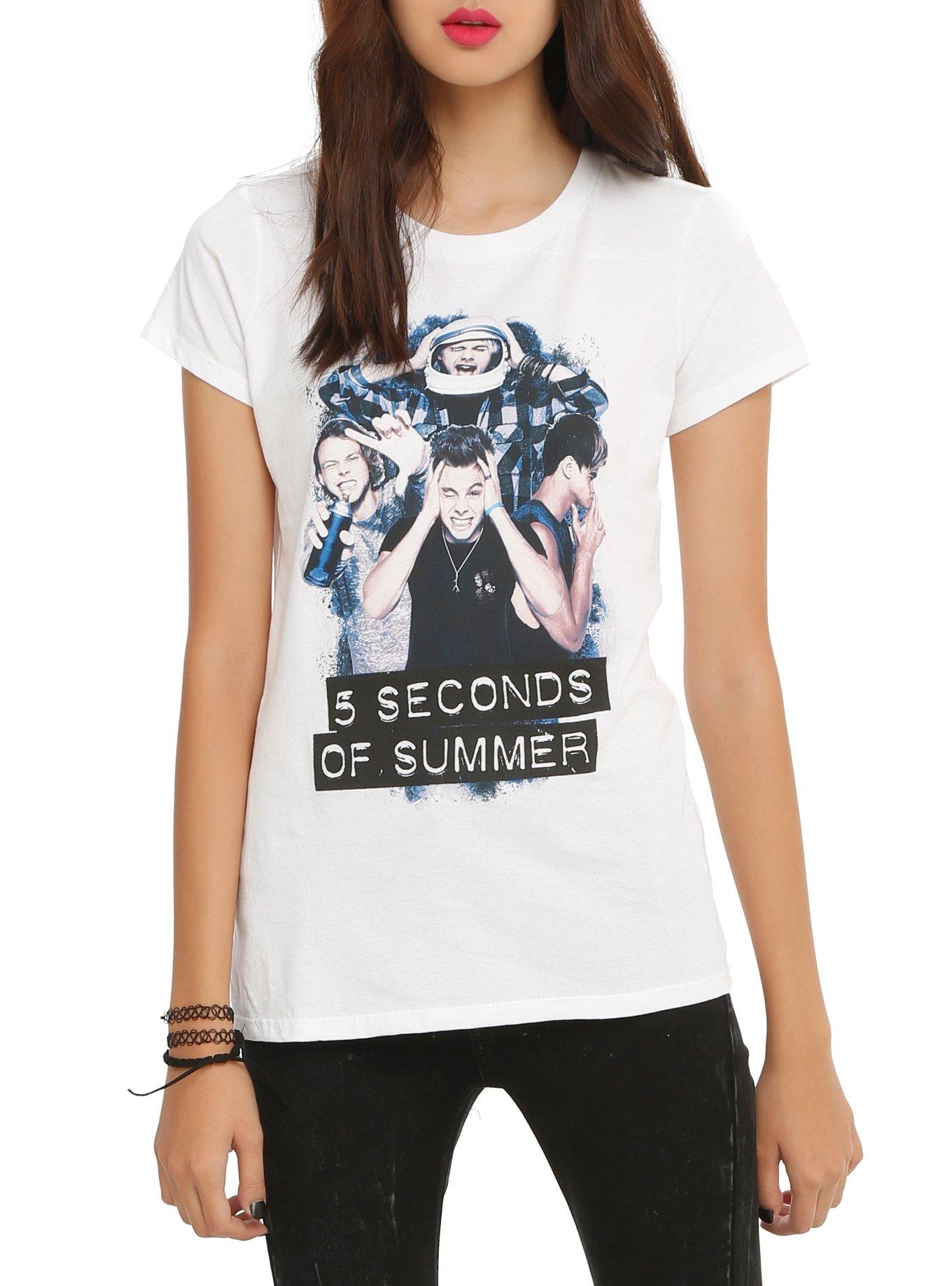 5 Seconds Of Summer Silly Photo Girls T-Shirt, WHITE, hi-res view 1