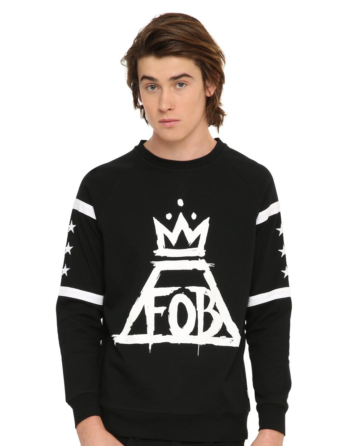 Fall Out Boy Crown Logo Hockey Crewneck Pullover, BLACK, hi-res