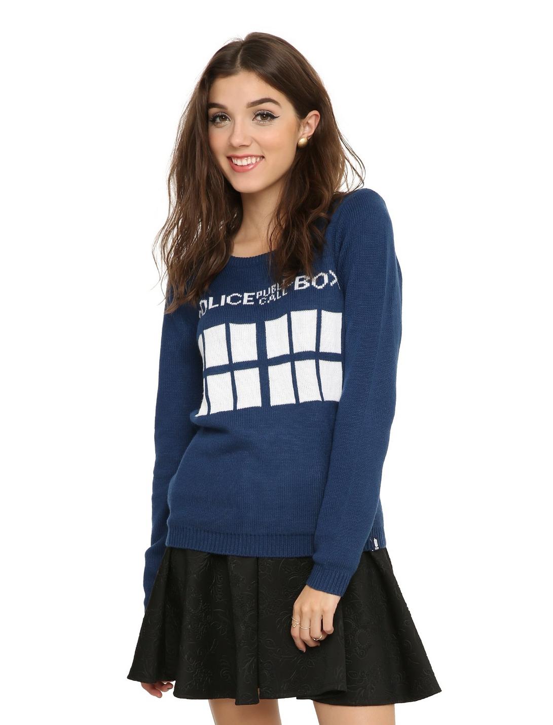Doctor Who TARDIS Girls Sweater, NAVY, hi-res