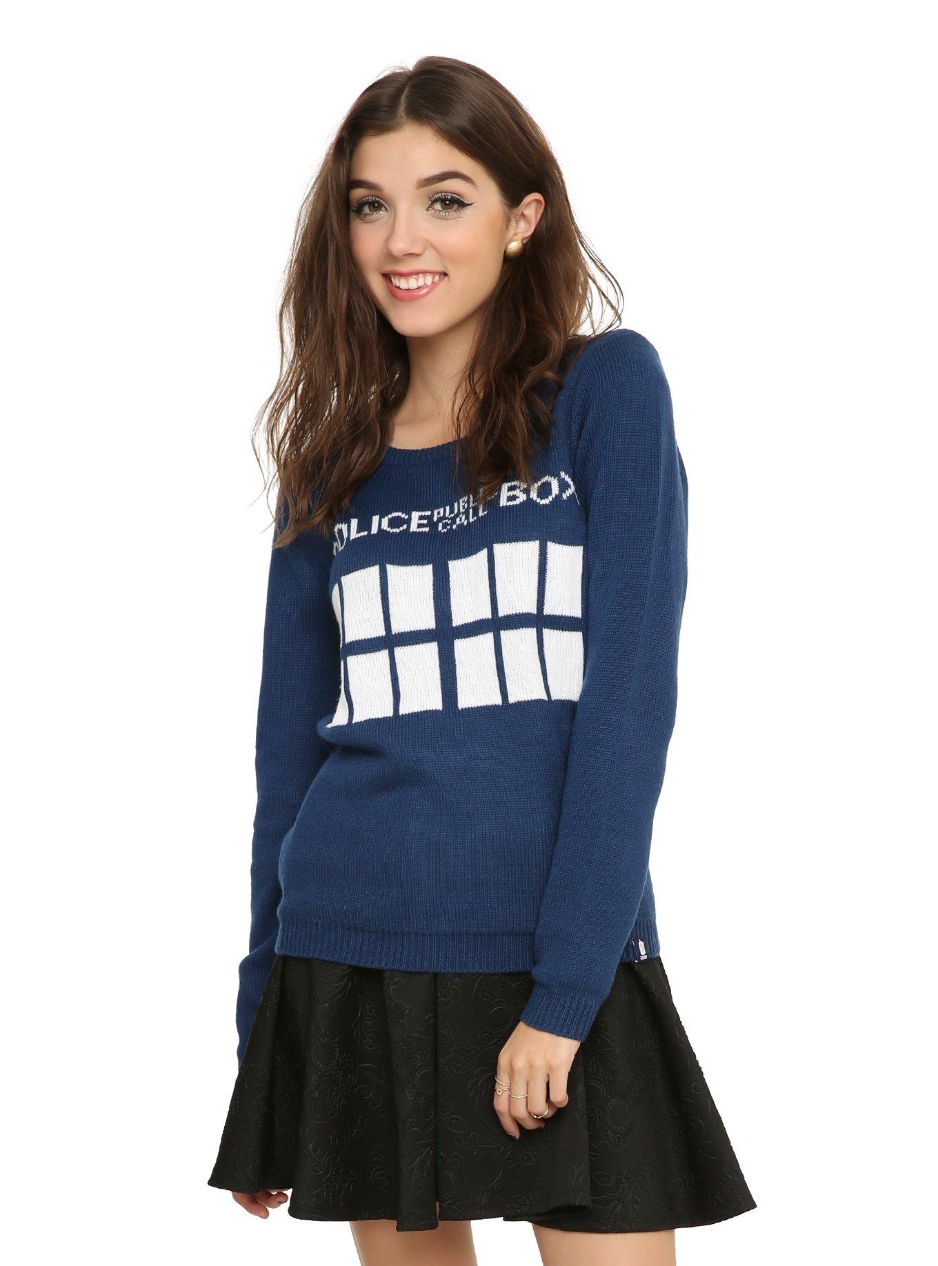Doctor Who TARDIS Girls Sweater, NAVY, hi-res