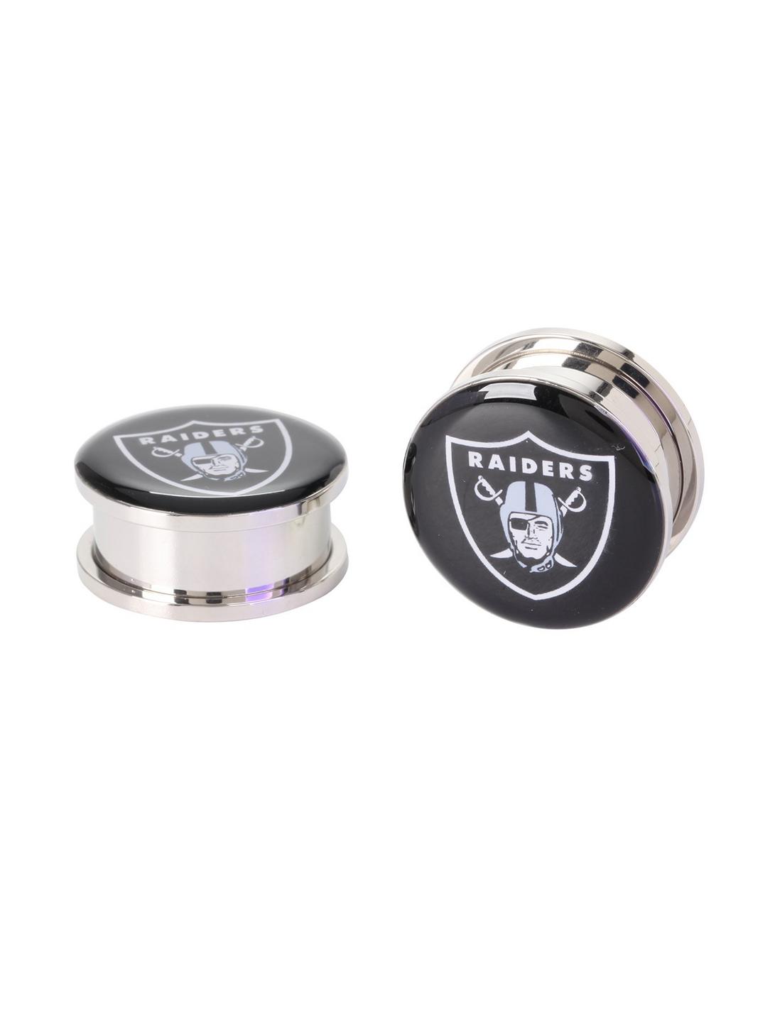 NFL Oakland Raiders Steel Spool Plug 2 Pack, BLACK, hi-res
