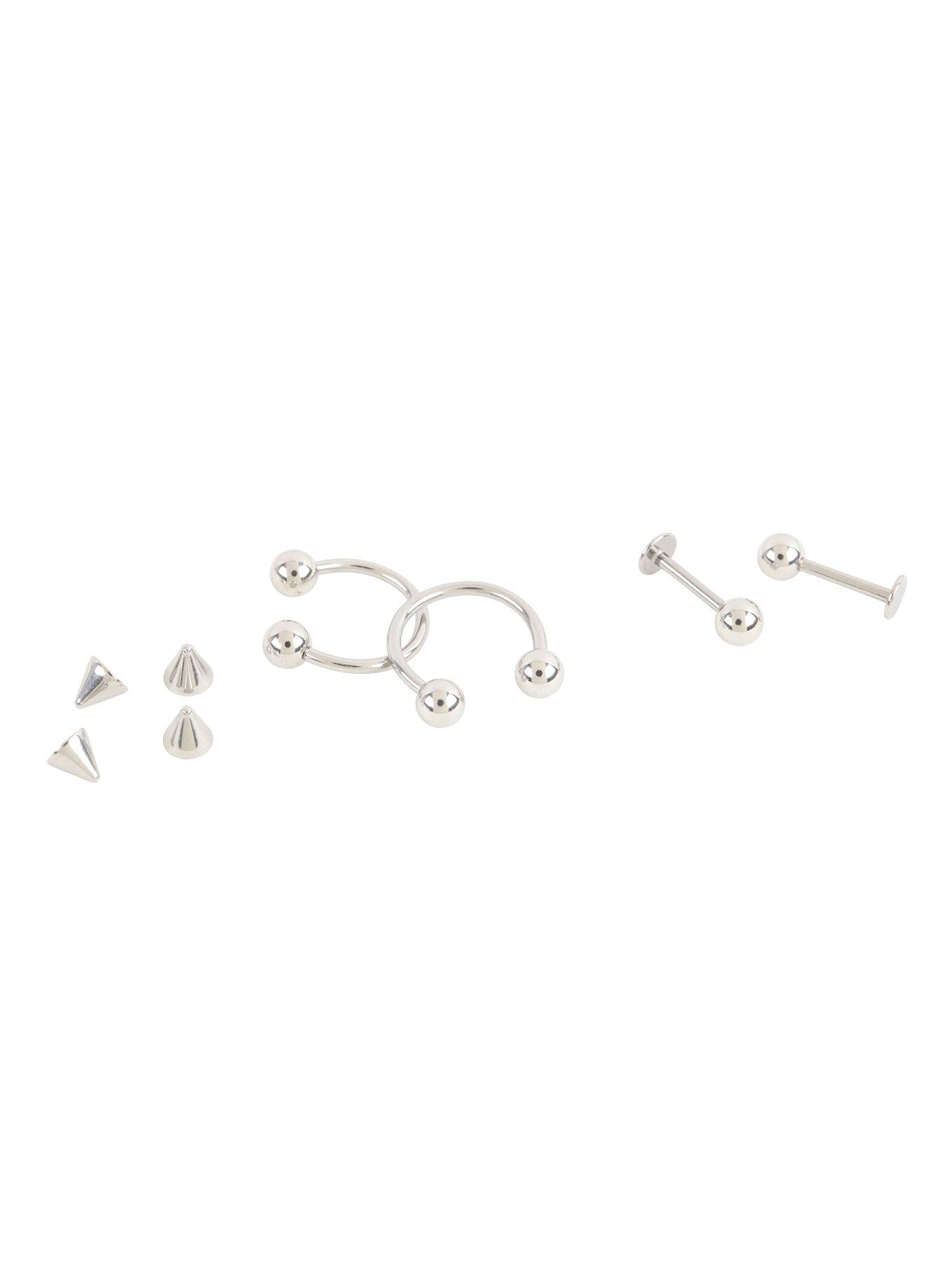 16G Steel Basic Snake Bite Labret 4 Pack, , hi-res