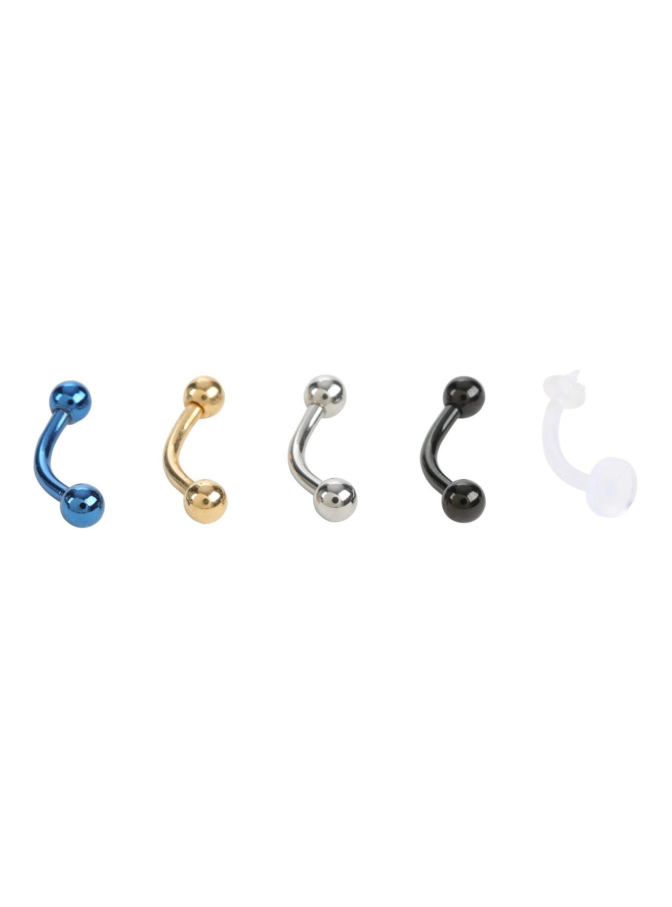 16G Steel Blue & Gold Vertical Labret 5 Pack, , hi-res