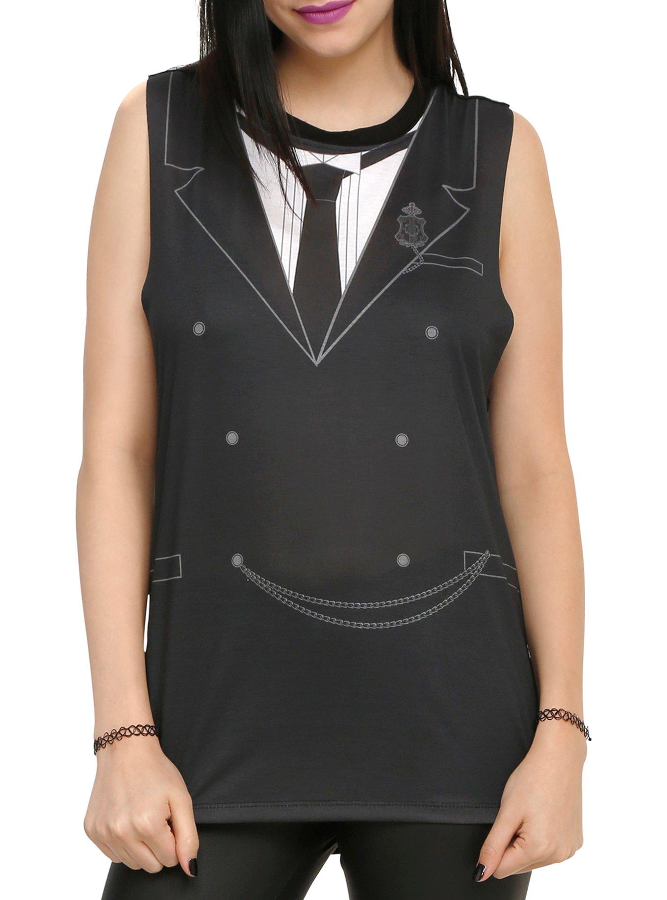 Black Butler Sebastian Tuxedo Girls Muscle Top, BLACK, hi-res