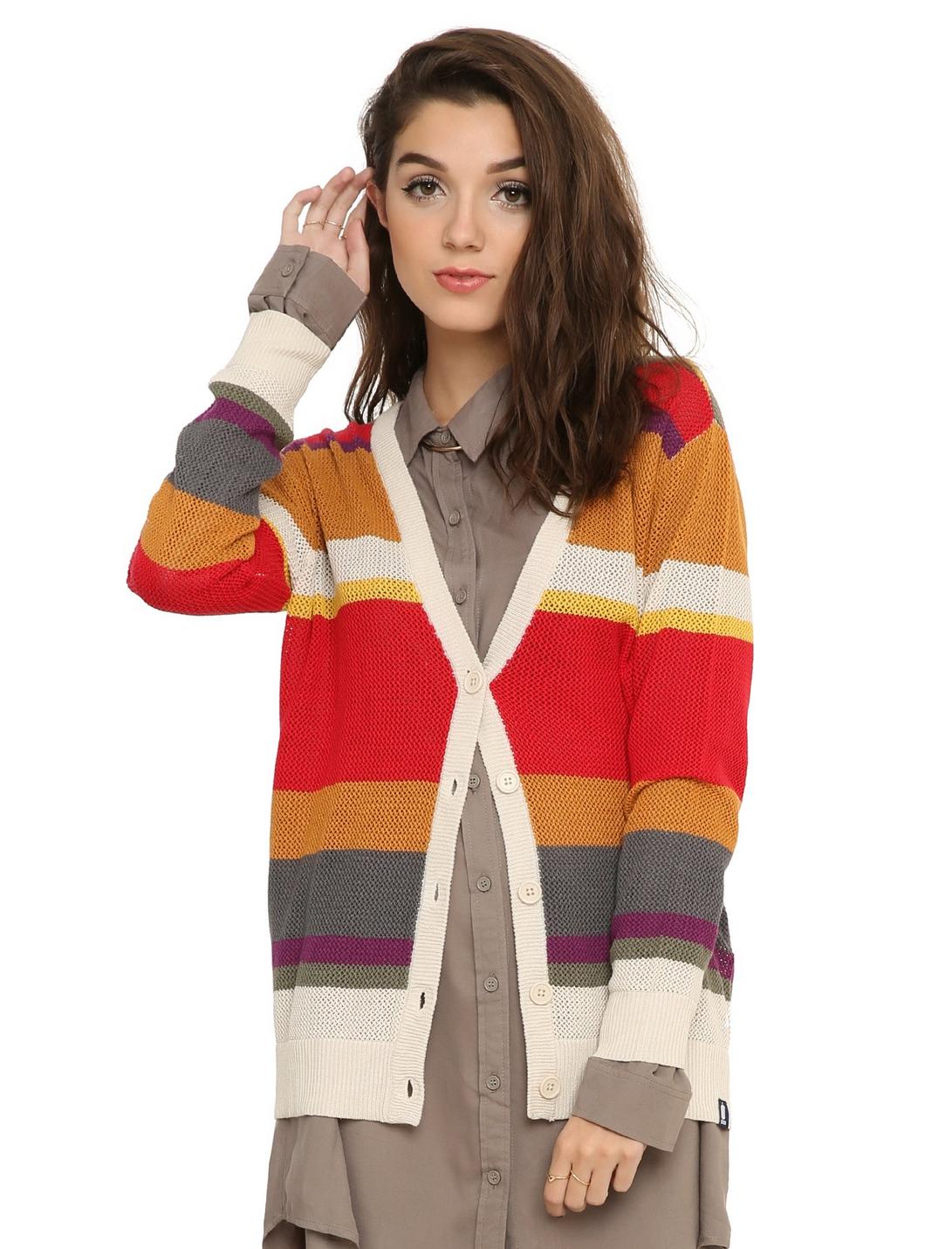 Doctor Who Fourth Doctor Striped Girls Cardigan, MULTI, hi-res