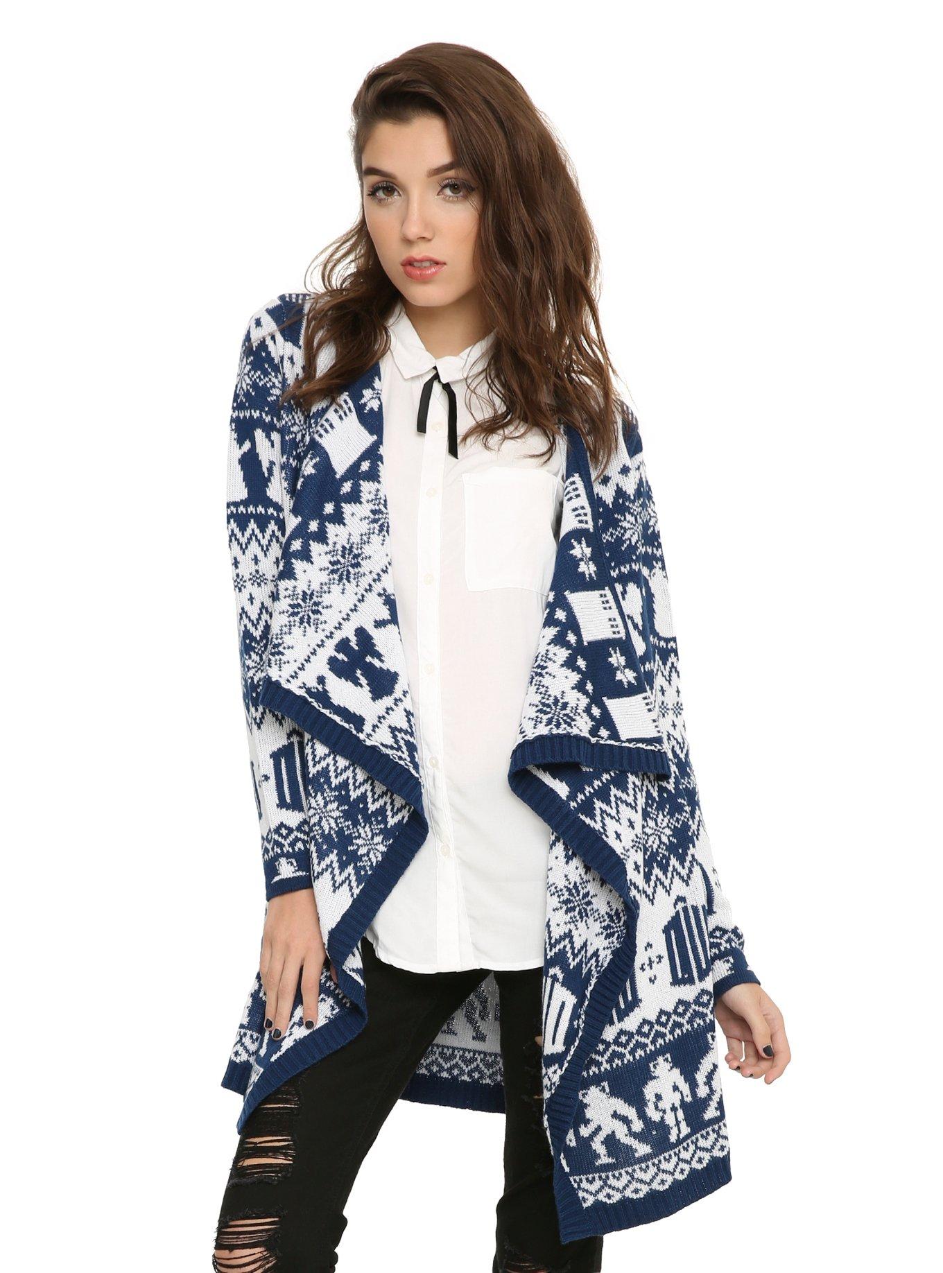 Doctor Who Fair Isle Girls Open Cardigan, BLACK, hi-res