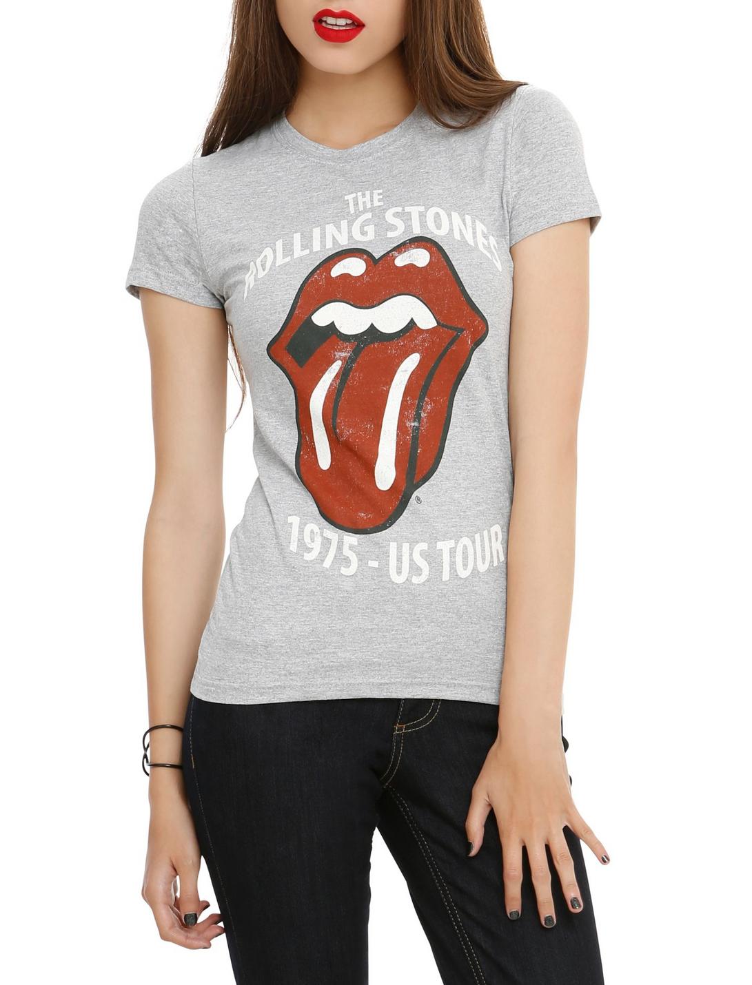 The Rolling Stones 1975 US Tour Girls T-Shirt, BLACK, hi-res