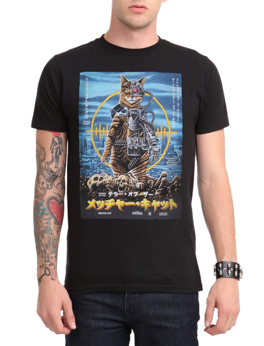 Mecha Cat Target T-Shirt, BLACK, hi-res