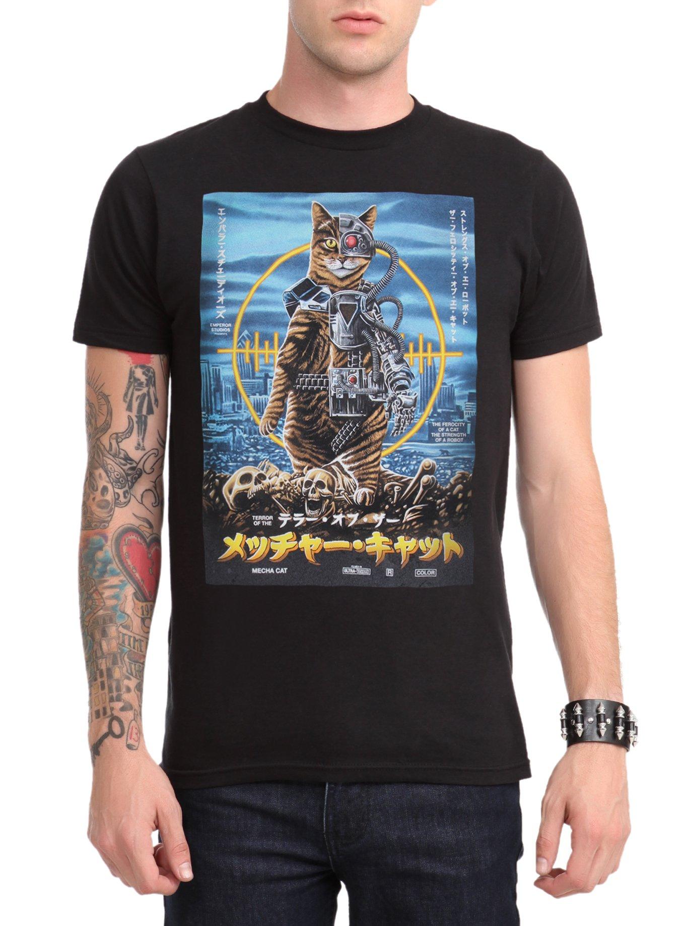 Mecha Cat Target T-Shirt, BLACK, hi-res