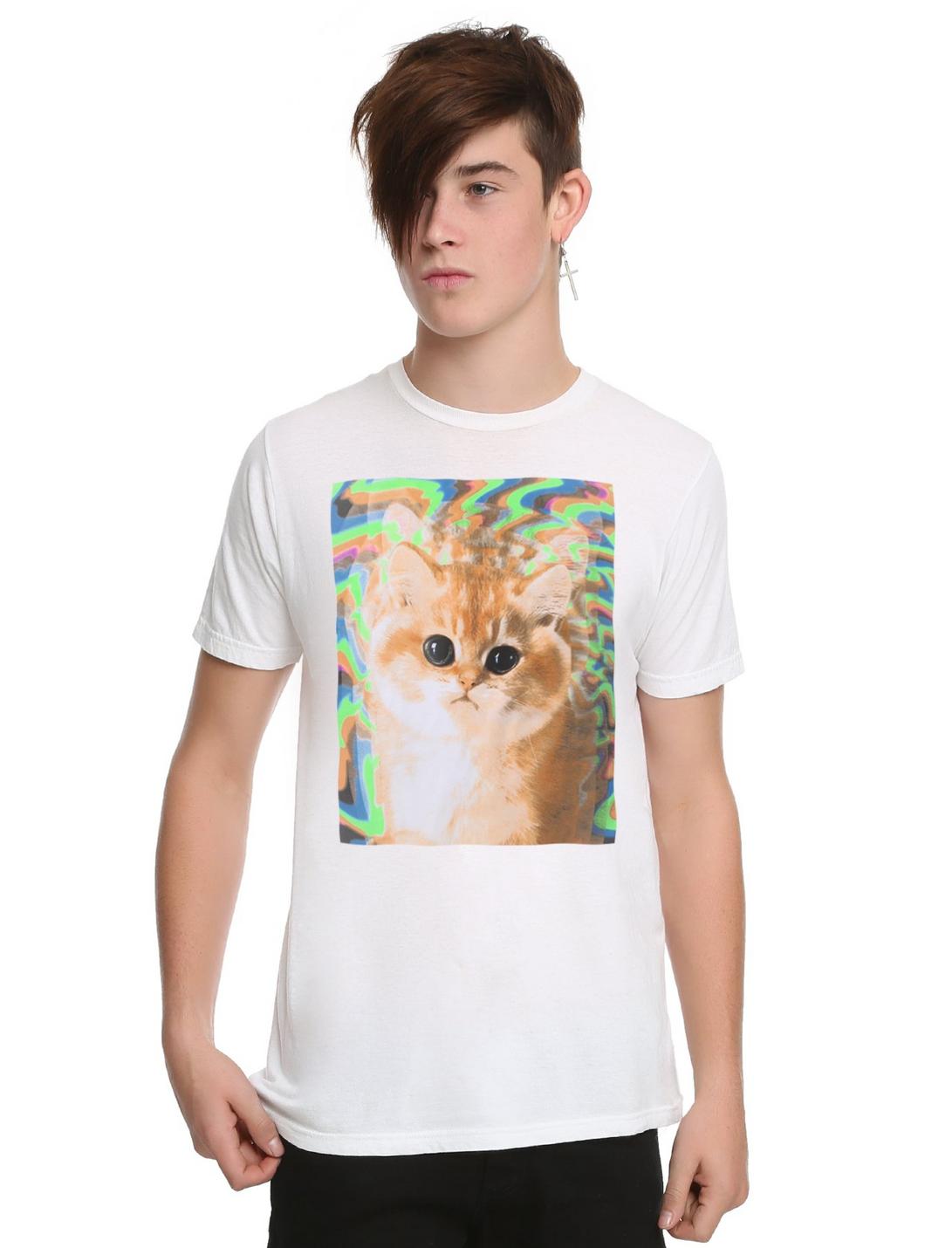 Trippy Cat T-Shirt, BLACK, hi-res