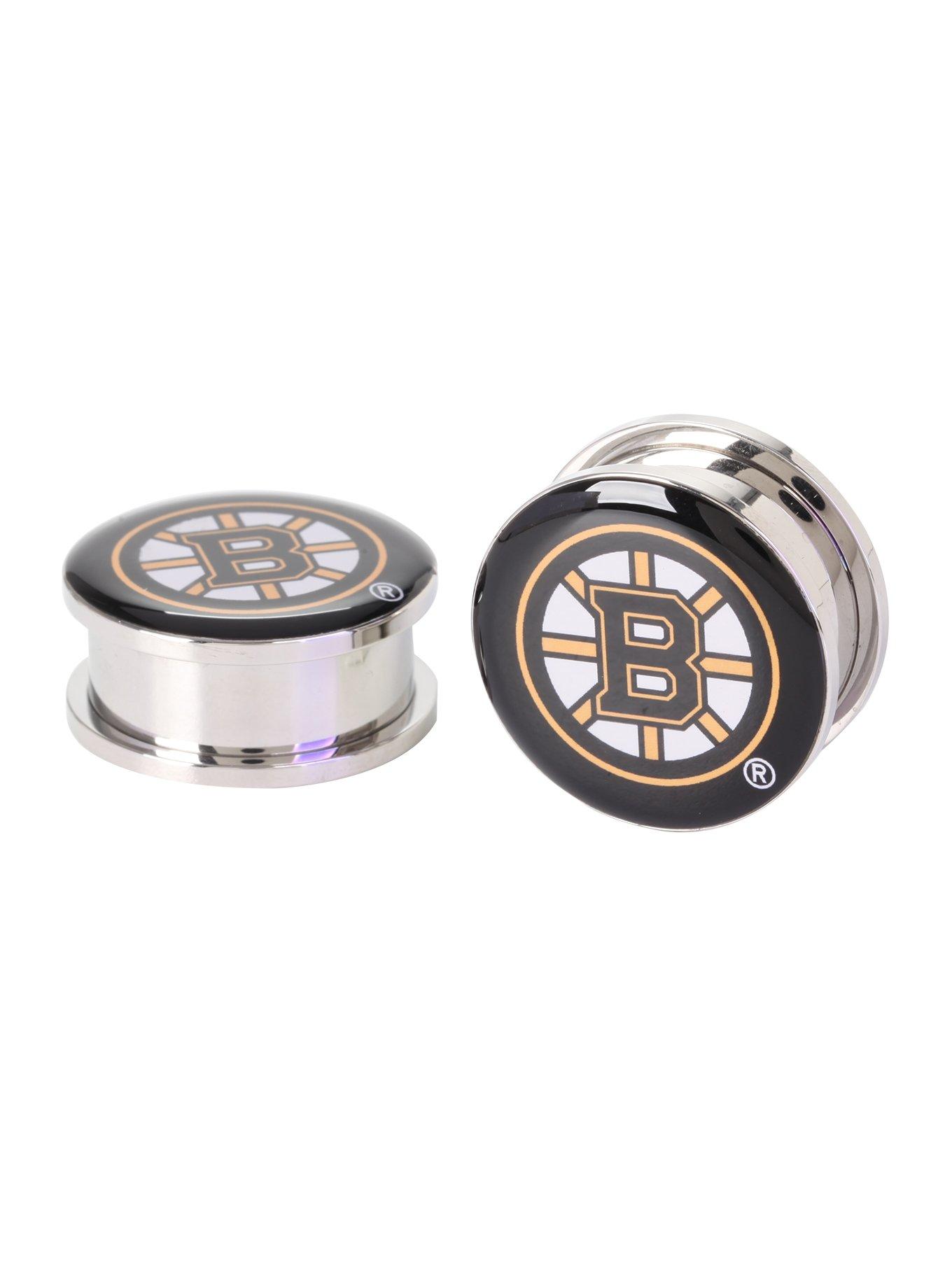 NHL Boston Bruins Steel Spool Plug 2 Pack, BLACK, hi-res