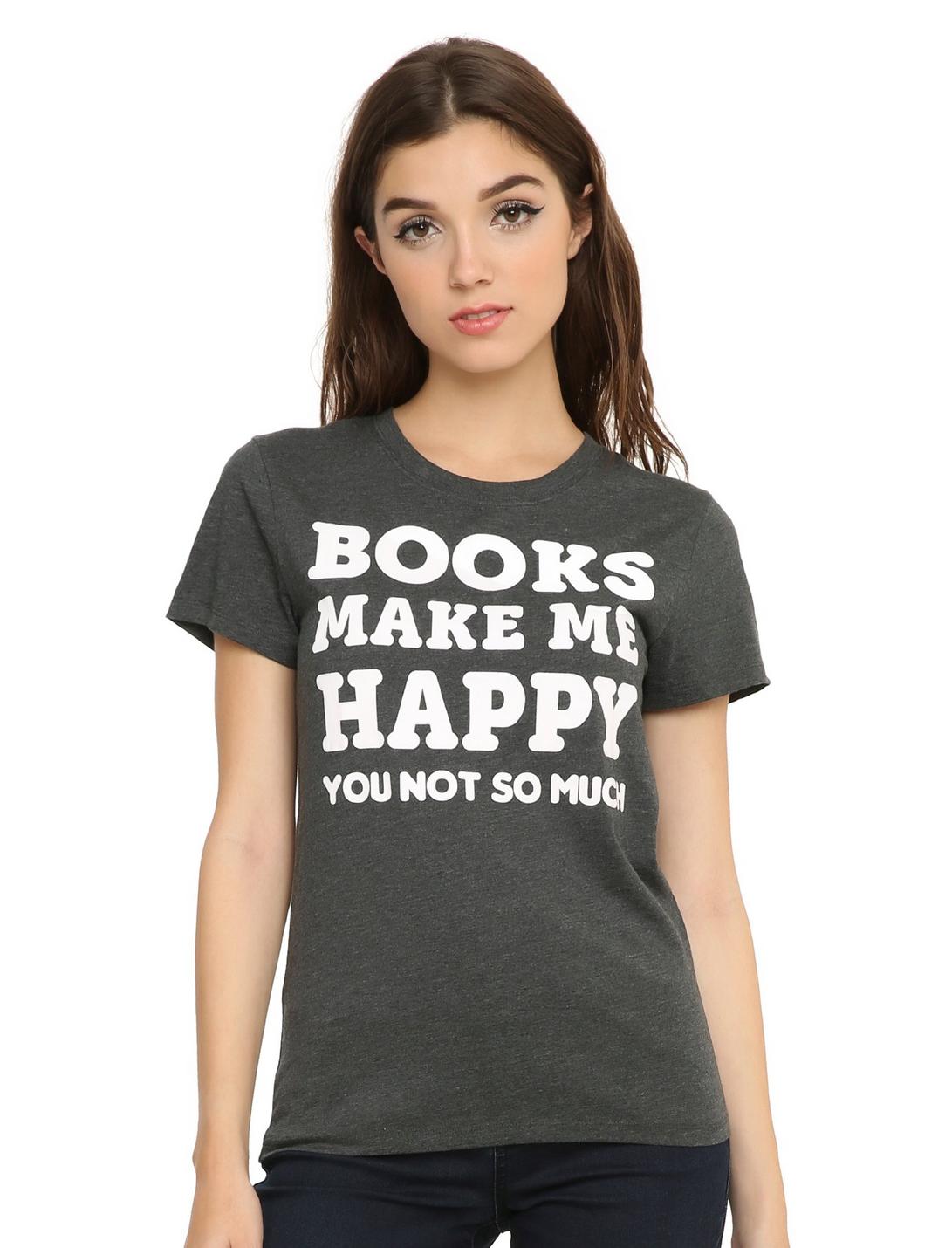 Books Make Me Happy Girls T-Shirt, BLACK, hi-res
