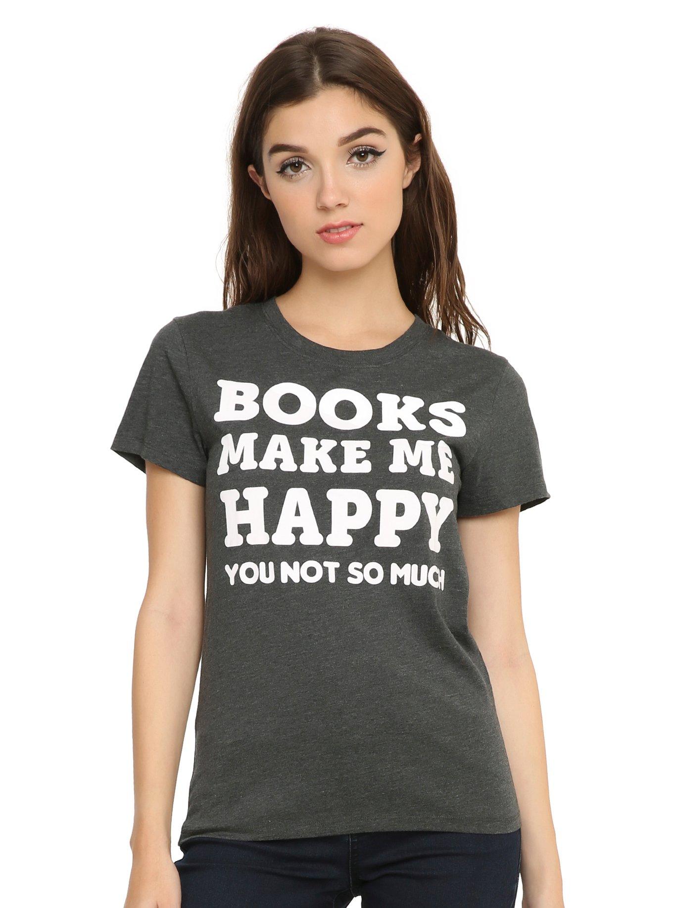 Books Make Me Happy Girls T-Shirt, BLACK, hi-res