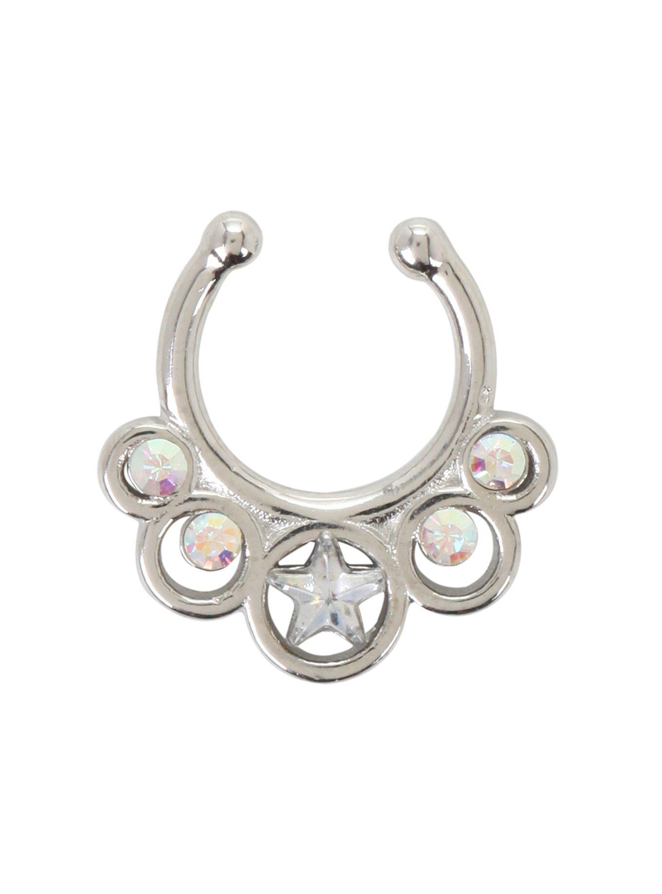 LOVEsick Star Iridescent CZ Faux Septum Ring, , hi-res