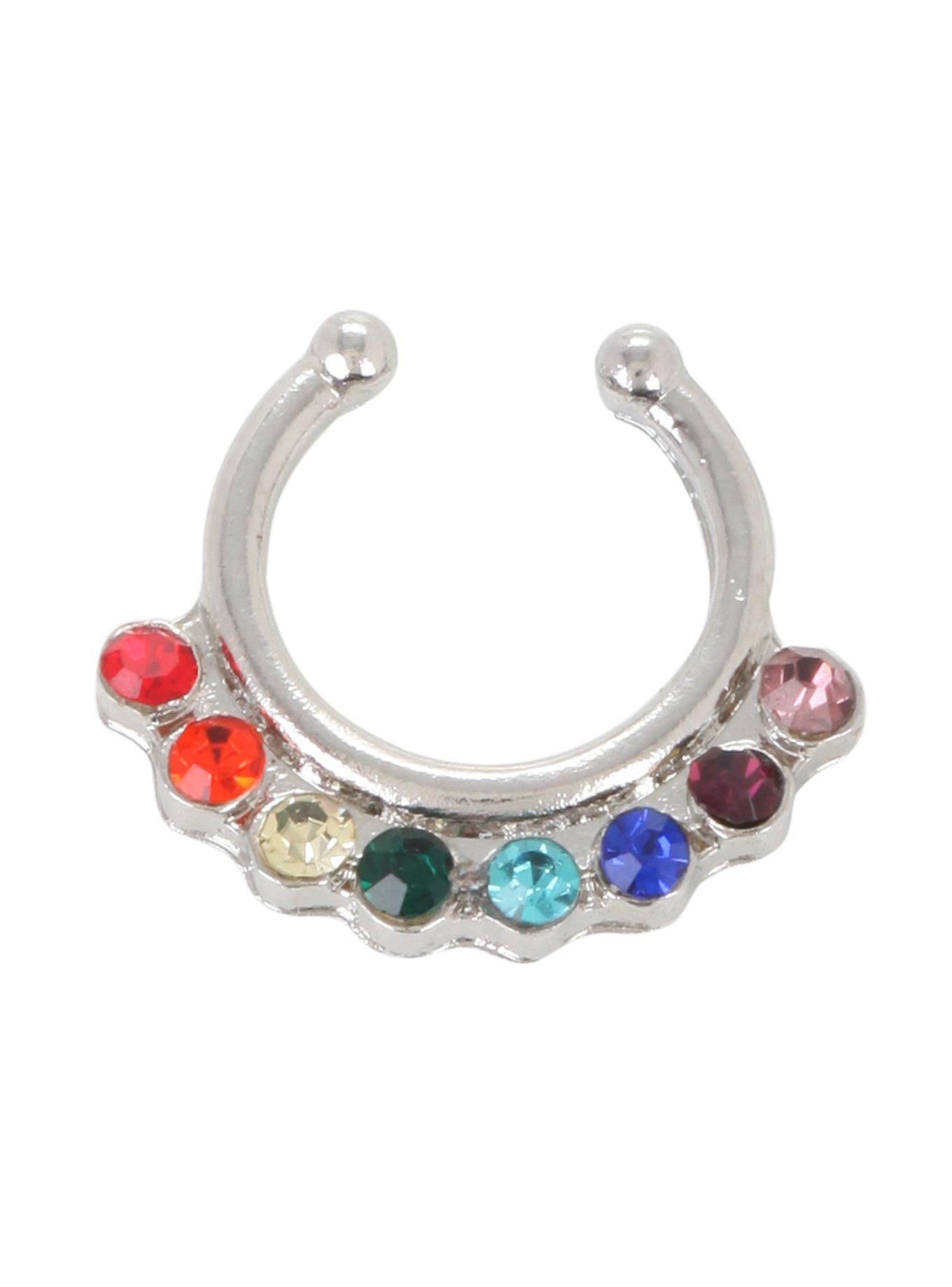 LOVEsick Rainbow CZ Faux Septum Ring, , hi-res