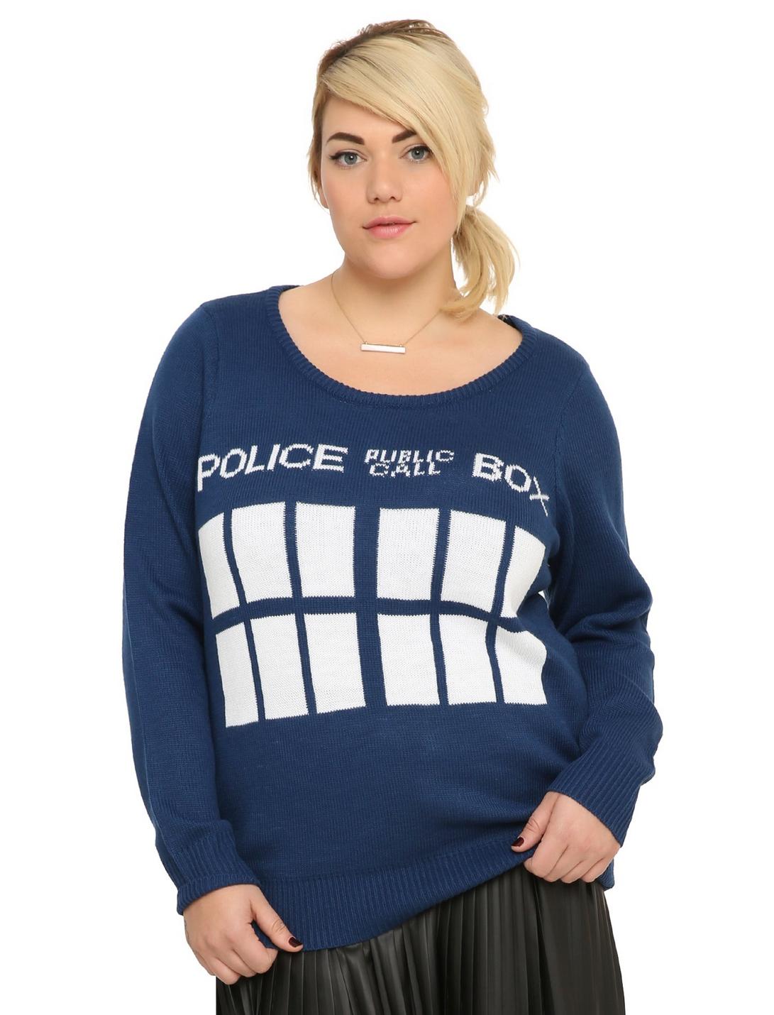 Doctor Who TARDIS Girls Sweater Plus Size, NAVY, hi-res