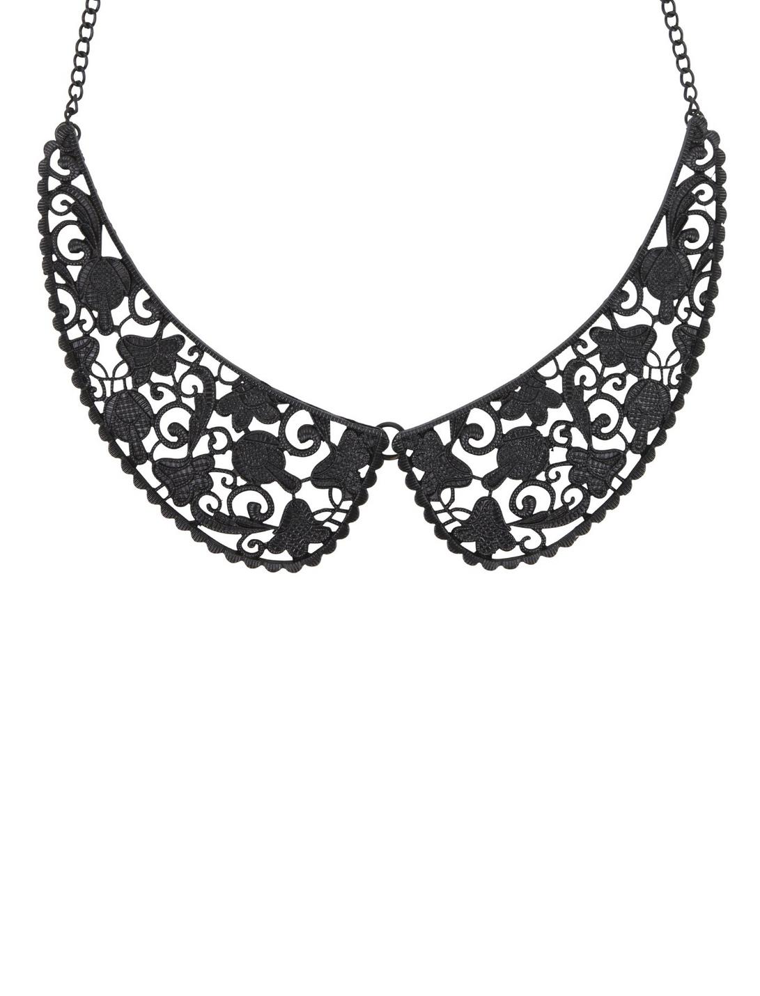 Black Filigree Collar Necklace, , hi-res