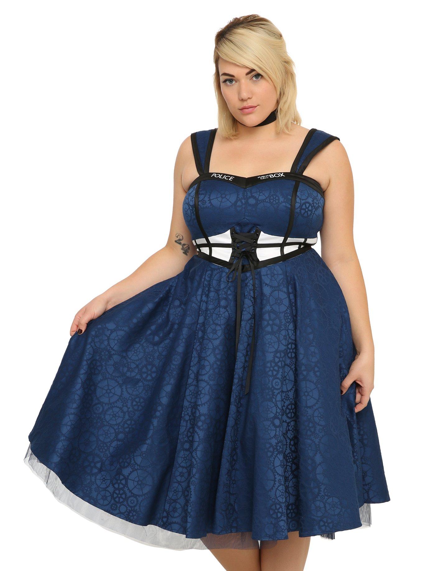 Doctor Who TARDIS Dress Plus Size, BLUE, hi-res