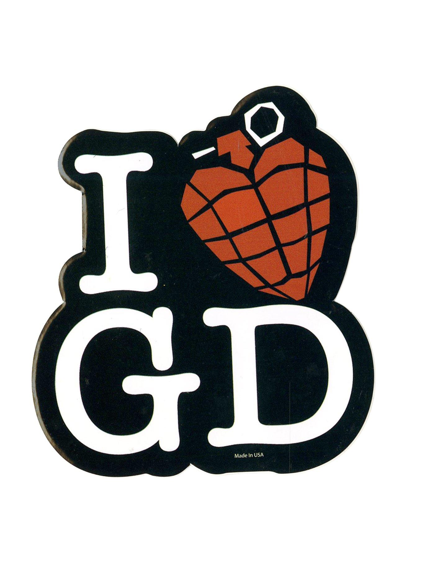 Green Day I (Heart) GD Sticker, , hi-res