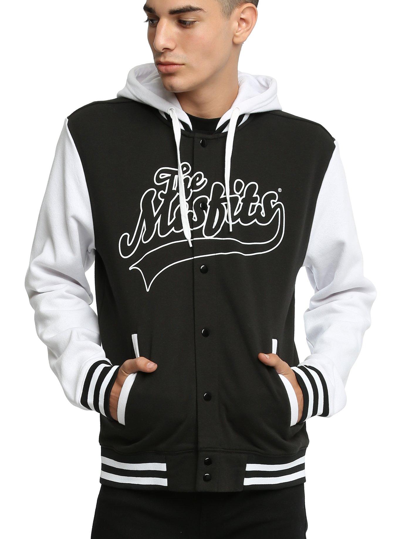 Misfits Fiend Skull Varsity Hoodie, BLACK, hi-res