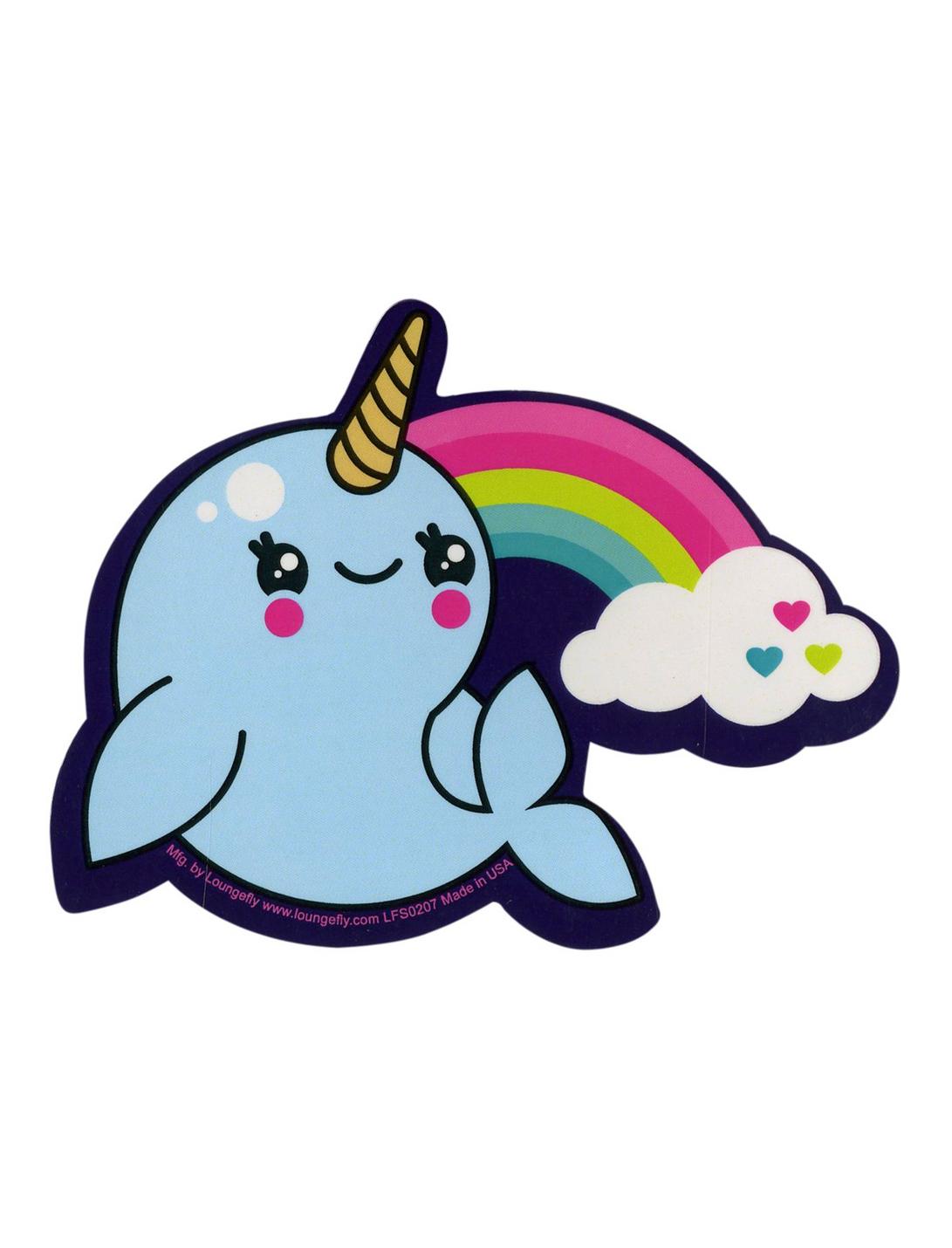 Loungefly Narwhal Rainbow Sticker, , hi-res