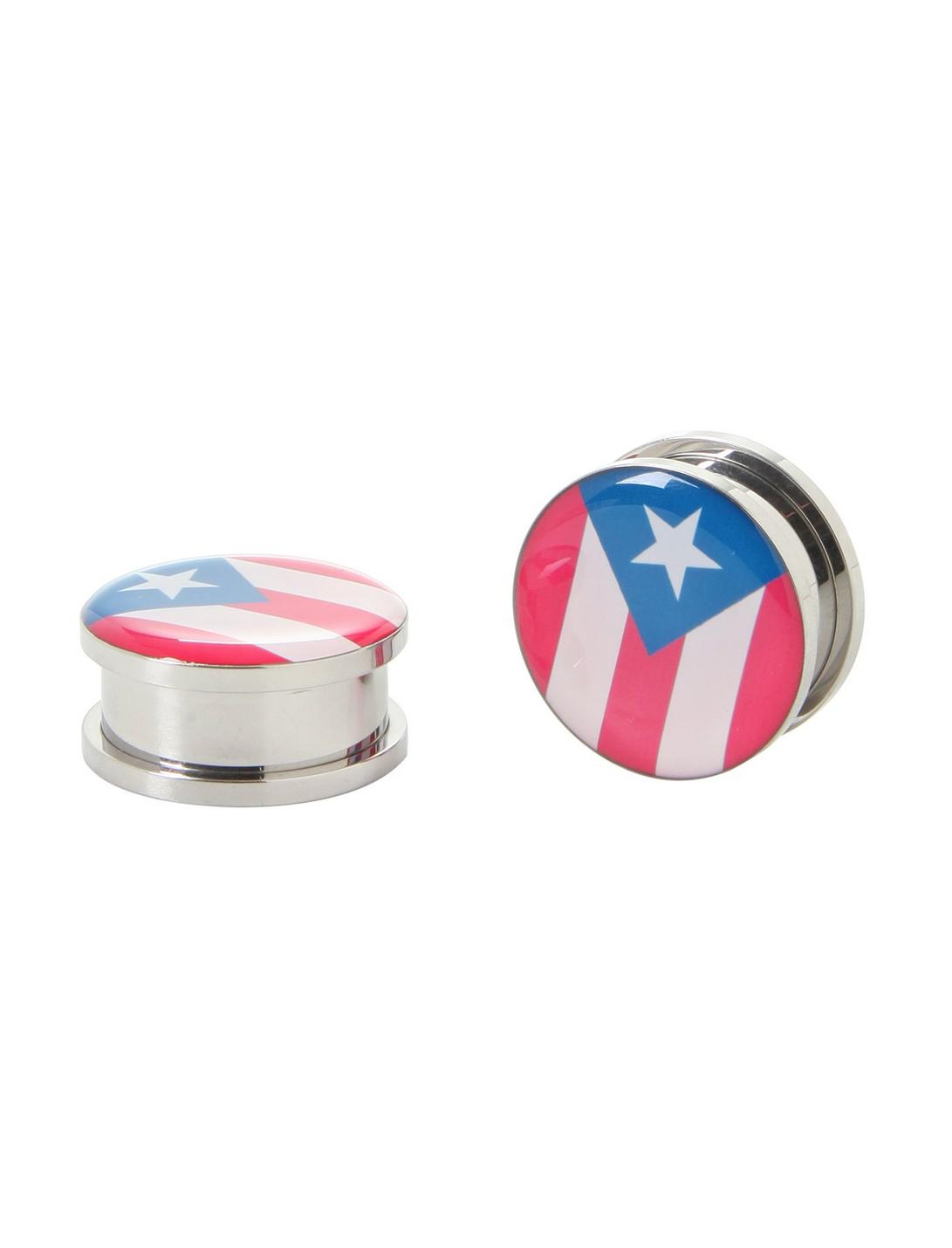 Puerto Rico Flag Spool Plug 2 Pack, BLACK, hi-res
