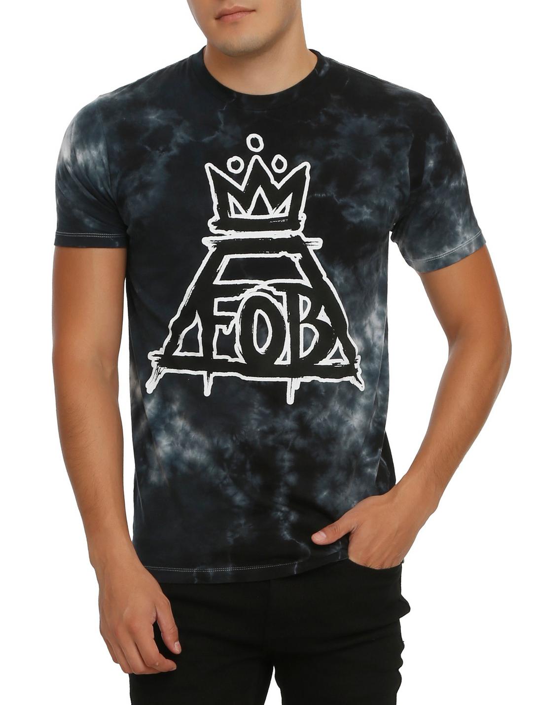 Fall Out Boy Crown Logo Tie-Dye T-Shirt, BLACK, hi-res