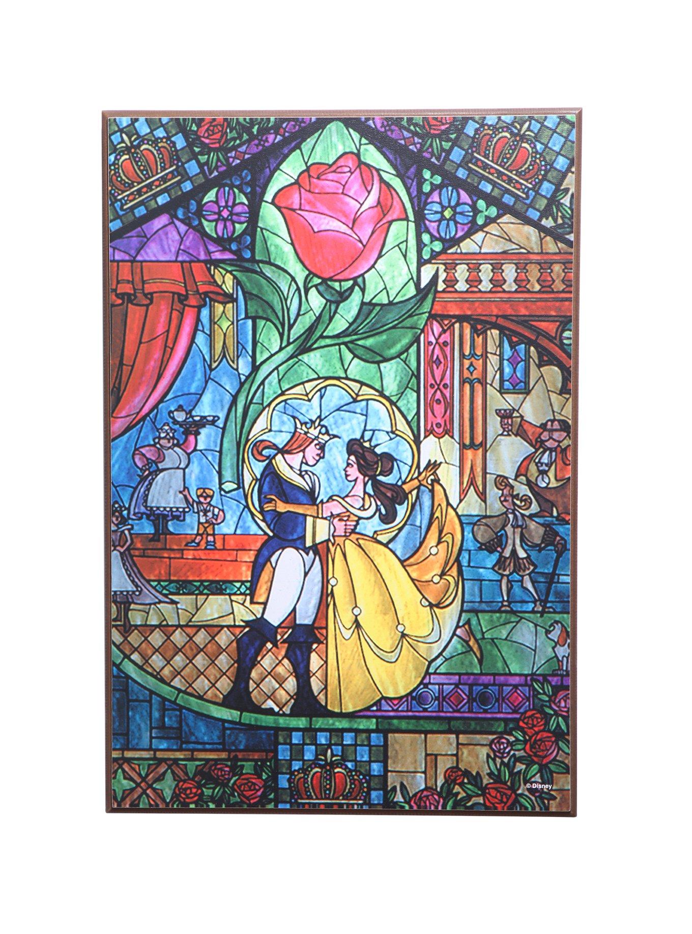 Disney Beauty And The Beast Stained Glass Dance Wood Wall Art, , hi-res